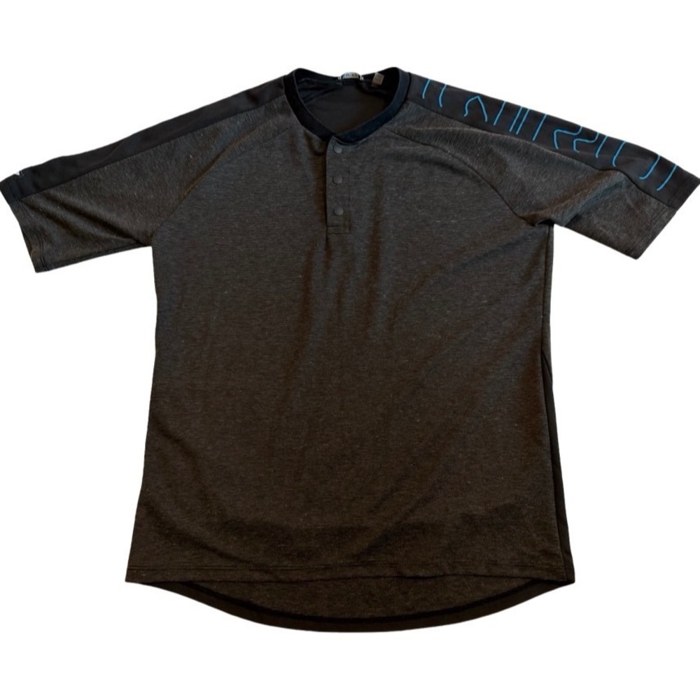 Giro Mens Cycling Medium Gray Black Gray Henley Short Sleeve MTB Bike Shirt